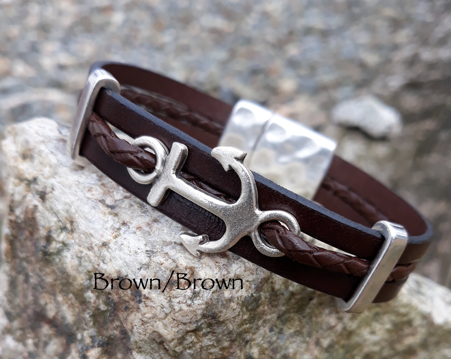 Anchor Leather braid Bracelet