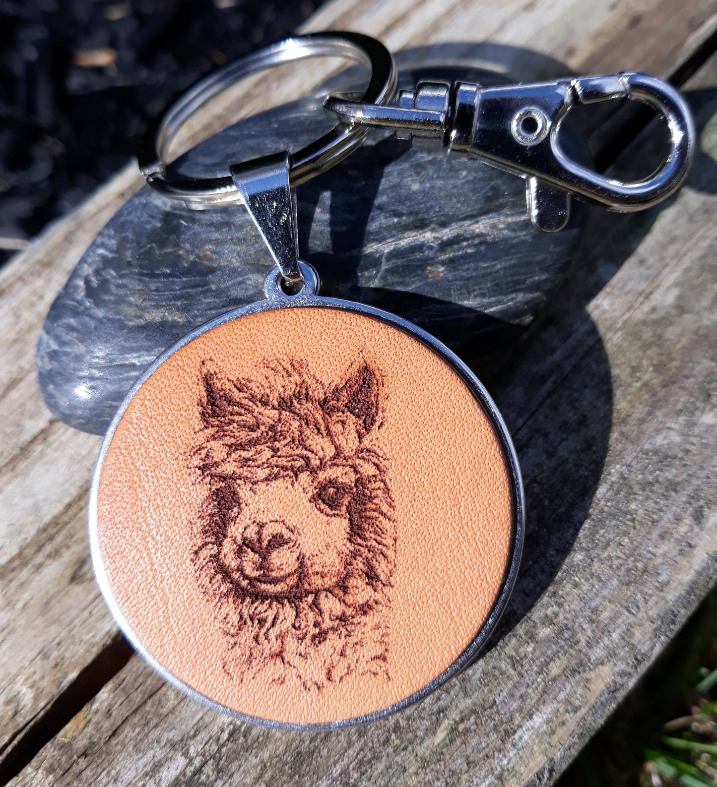 Llama leather Key Ring