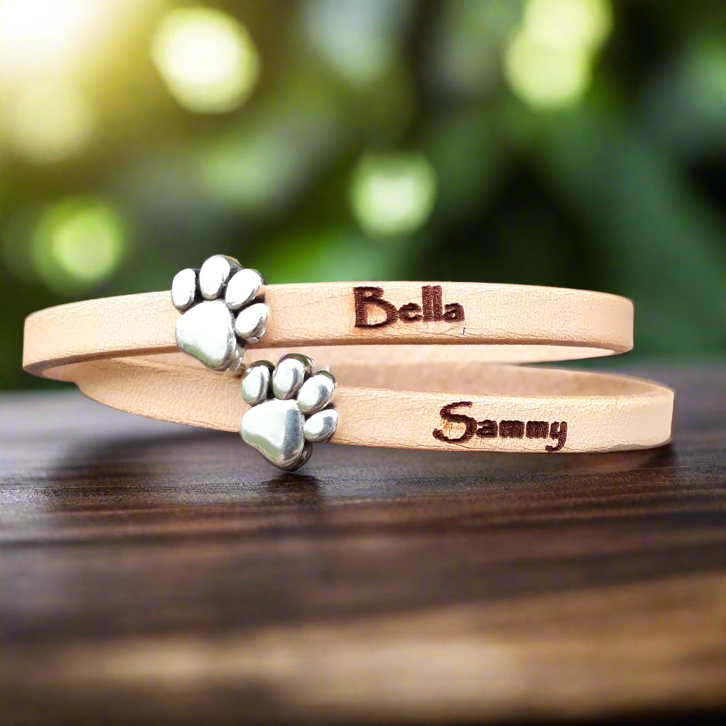 Pet Name Leather Bracelet Bella Blue Art Studio