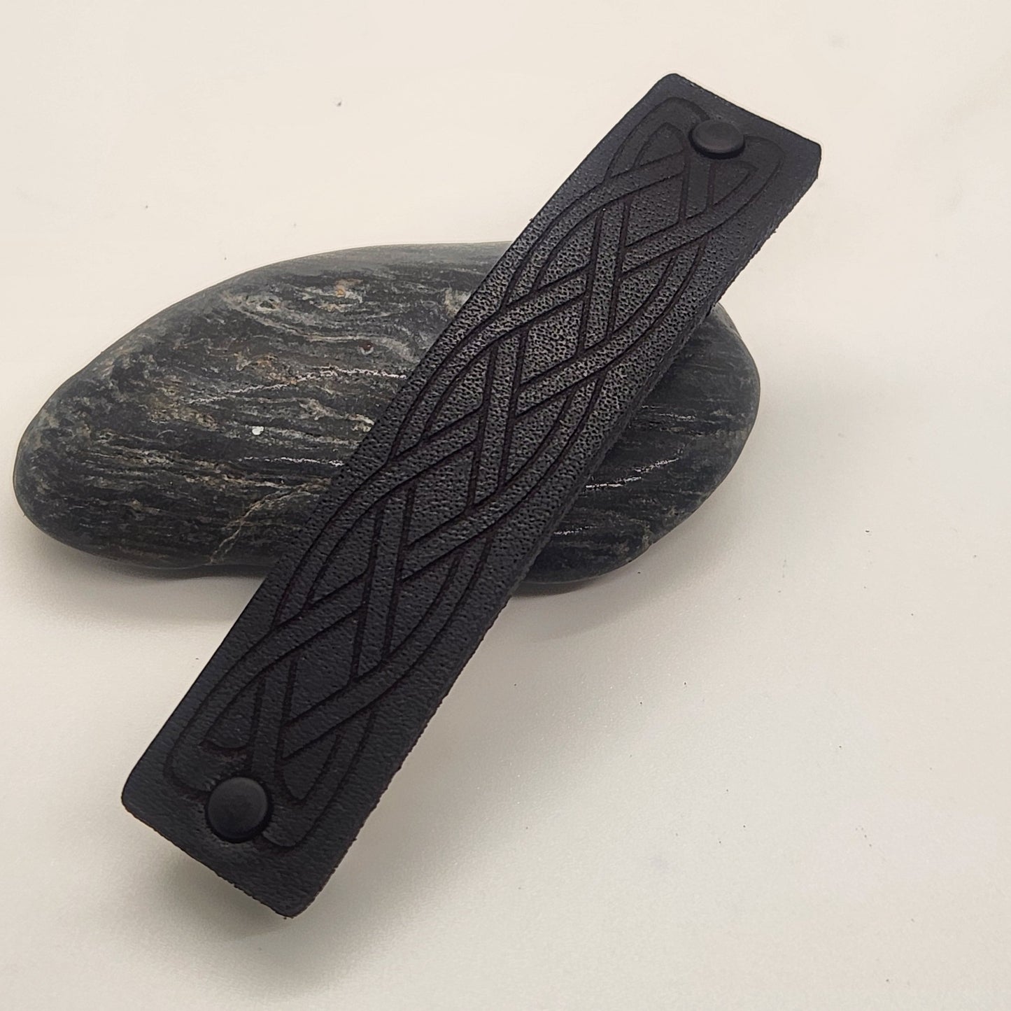 Celtic Knot Leather Barrette - Guy or girl barrette