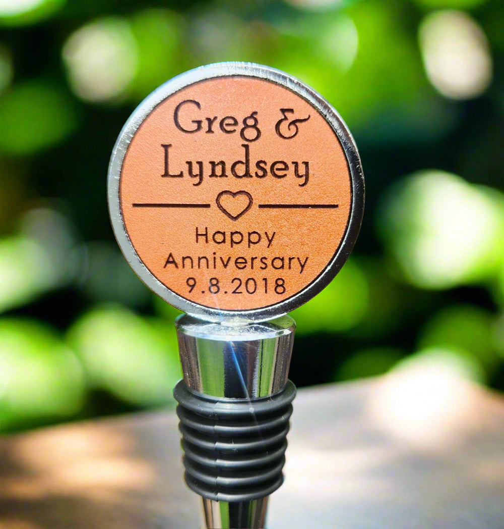 Personalized Anniversary wine bottle stopper - Anniversary gift