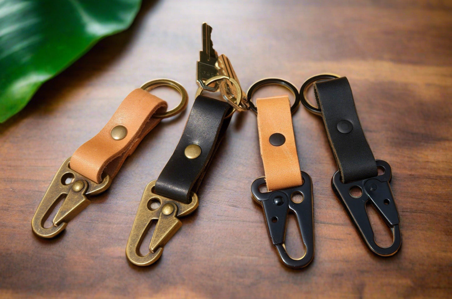 Leather Tactical HK clip keychain - Military Style Key ring