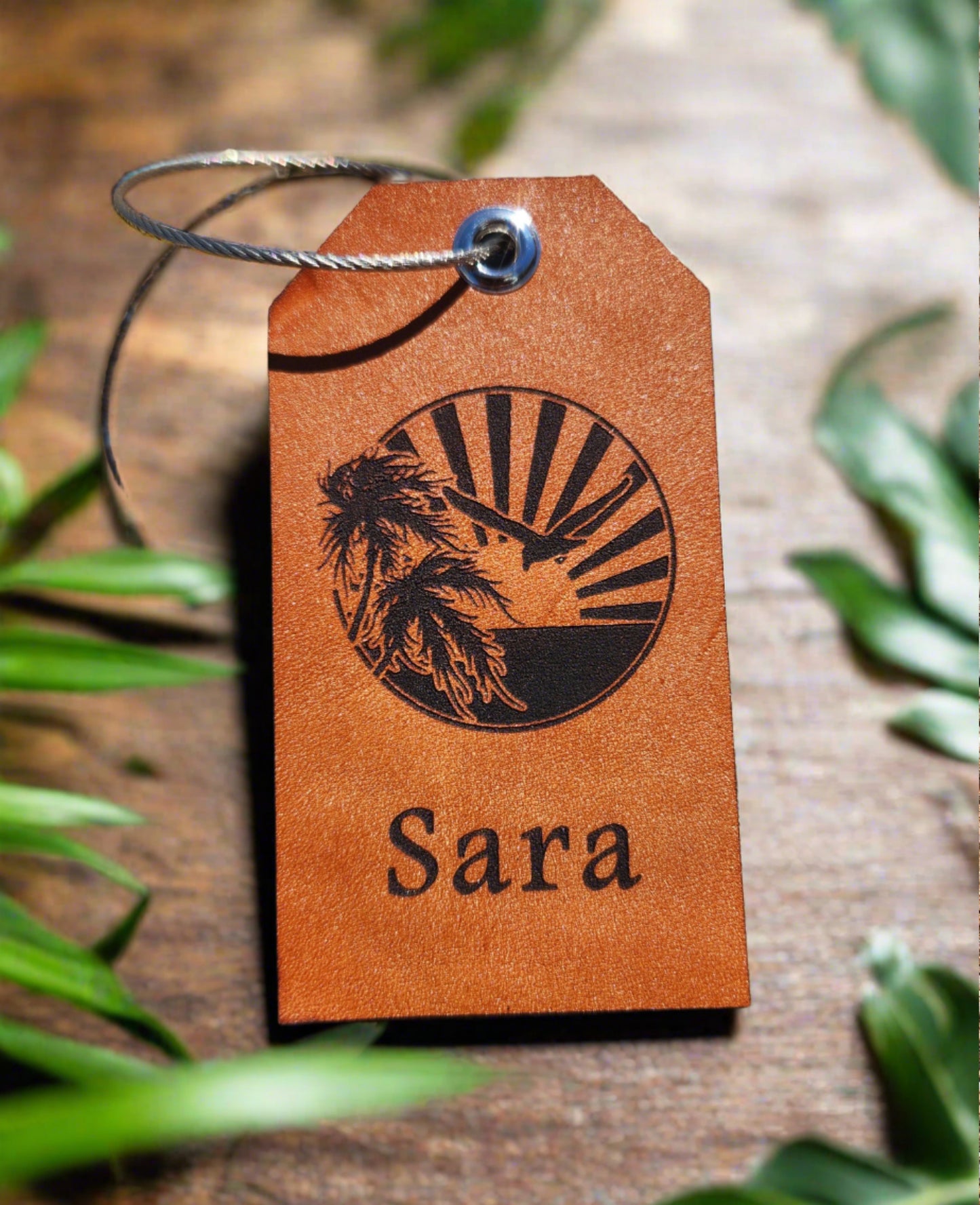 Custom Feelin' Tropical Leather luggage tag