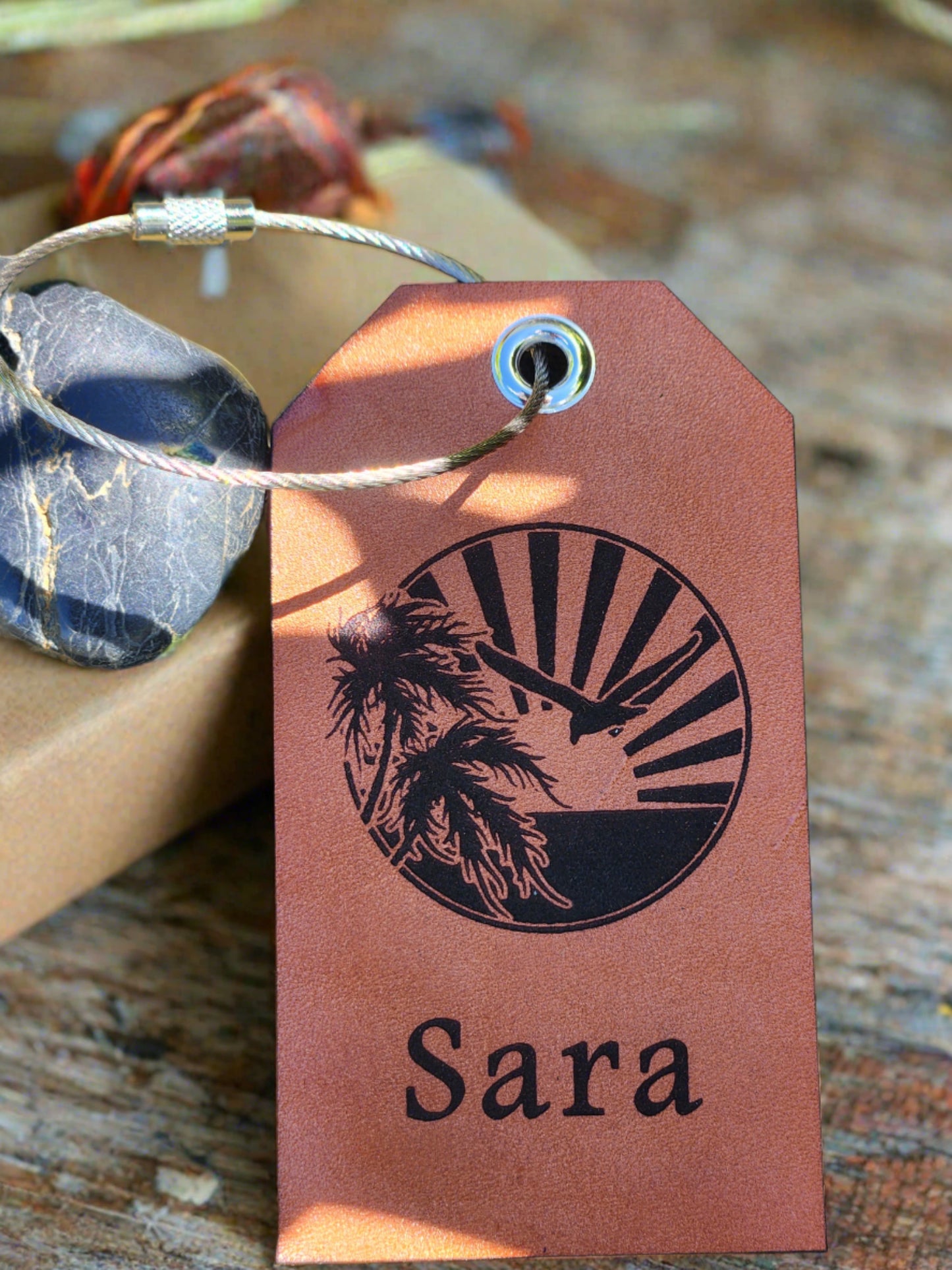 Custom Feelin' Tropical Leather luggage tag