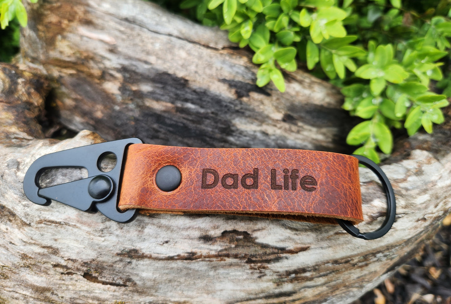 DAD LIFE leather key ring with HK hook & ring